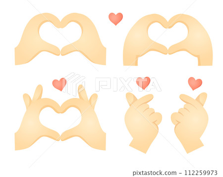 Hand and heart illustration set Hand and heart illustration set 112259973