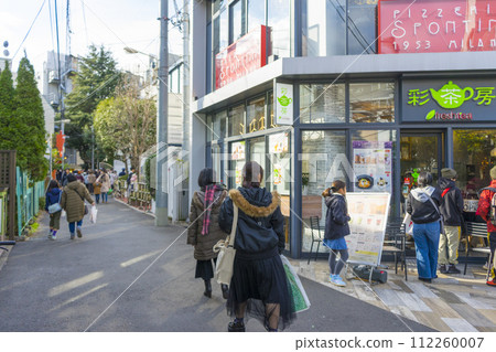 Tokyo, Japan - January 4,2020 : Crowd of people walking and shopping in Harajuku area in Tokyo, Japan on January 4,2020. 112260007