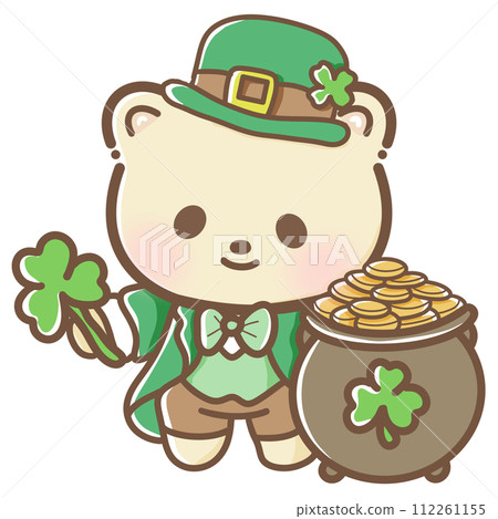 Handdrawn watercolor illustration clipart of Kawaii Bear St'Patricks Day birthday Floral arrangements greeting cards wedding invitation Party Irish Handdrawn watercolor illustration clipart of Kawaii Bear St'Patricks Day birthday Floral arrangements greeting cards wedding invitation Party Irish 112261155