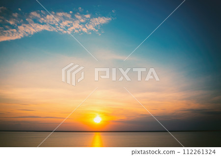 Seascape in the early morning. Sunrise over the sea. Nature landscape Seascape in the early morning. Sunrise over the sea. Nature landscape 112261324