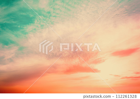 Colorful cloudy sky at sunset. Gradient color. Sky texture, abstract nature background Colorful cloudy sky at sunset. Gradient color. Sky texture, abstract nature background 112261328