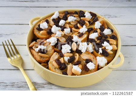 Capirotada, a traditional Mexican dessert eaten during Lent 112261587