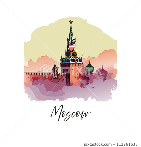 AI-generated content. Moscow vector illustration in watercolor style. AI-generated content. Moscow vector illustration in watercolor style. 112261635