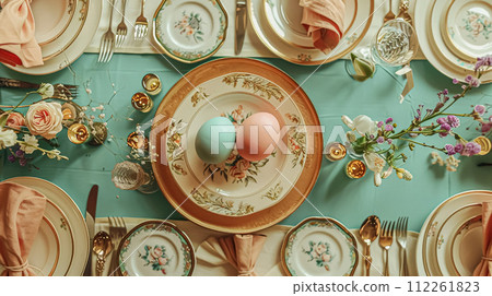 Easter tablescape decoration, floral holiday table decor for family celebration, spring flowers, Easter eggs, Easter bunny and vintage dinnerware, English country and home styling Easter tablescape decoration, floral holiday table decor for family celebration, spring flowers, Easter eggs, Easter bunny and vintage dinnerware, English country and home styling 112261823