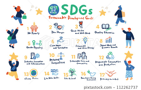 SDGs 17 目標與人物插圖集 SDGs 17 目標圖示集 112262737