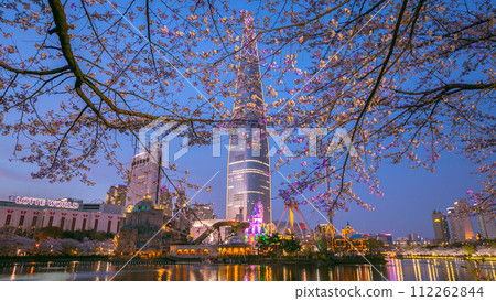 south korea in spring at night and skyscrapers seoul south korea south korea in spring at night and skyscrapers seoul south korea 112262844