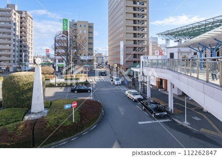 Fussa Station rotary and cityscape in front of the east exit, Fussa City, Tokyo Fussa Station rotary and cityscape in front of the east exit, Fussa City, Tokyo 112262847