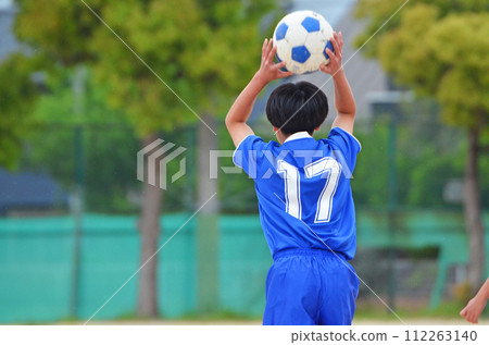 Youth soccer match (player taking throw-in) Youth soccer match (player taking throw-in) 112263140