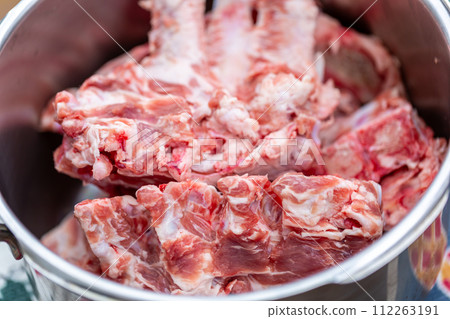 Bone and cartilage waste from butcher shops - dog food Bone and cartilage waste from butcher shops - dog food 112263191