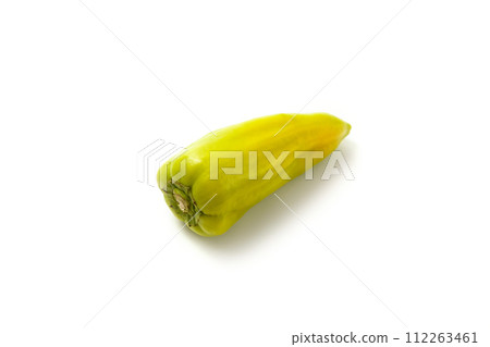 Green bell pepper with soft shadow isolated on white background. . Green bell pepper with soft shadow isolated on white background. . 112263461