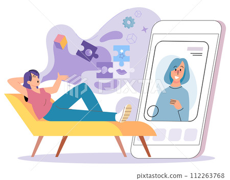 Talk therapy vector illustration. The intricacies mind are explored in therapy sessions to understand and address mental health concerns Effective communication between therapist and patient Talk therapy vector illustration. The intricacies mind are explored in therapy sessions to understand and address mental health concerns Effective communication between therapist and patient 112263768