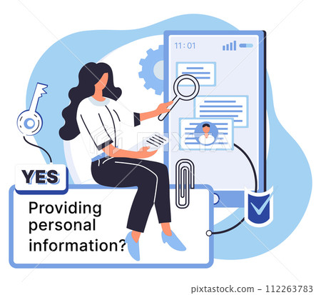 Personal information vector illustration. Protecting personal information is fundamental aspect online security Data storage methods must prioritize privacy and confidentiality personal information 112263783