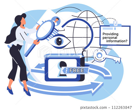 Personal information vector illustration. Personal information metaphors can illustrate importance its protection Safe networks are crucial for secure access to internet and identity protection Personal information vector illustration. Personal information metaphors can illustrate importance its protection Safe networks are crucial for secure access to internet and identity protection 112263847