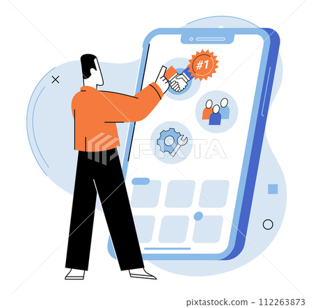 Business services. Vector illustration. Maintaining control over operations ensures business stability and success Clear and concise communication is essential in delivering exceptional business 112263873