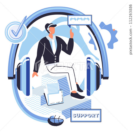 Support specialist vector illustration. The support specialist concept revolves around prompt and helpful solutions Consulting with our support specialists ensures seamless tech experience 112263886
