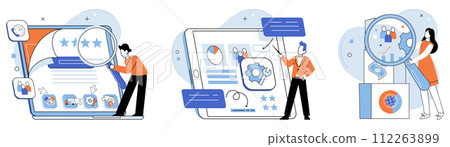 Business services. Vector illustration. Developing strategic plan is essential for business growth and success The structure of business determines its efficiency and effectiveness Allocating Business services. Vector illustration. Developing strategic plan is essential for business growth and success The structure of business determines its efficiency and effectiveness Allocating 112263899