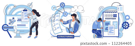 Workflow vector illustration. Strategic development requires effective brainstorming and workflow analysis Progress in business is achieved through efficient workflow organization The organizations Workflow vector illustration. Strategic development requires effective brainstorming and workflow analysis Progress in business is achieved through efficient workflow organization The organizations 112264405