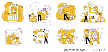 Data science vector illustration. Data analytics professionals are architects constructing bridges between data and insights Database management is cornerstone intricate web digital development 112264434