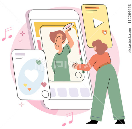 Kids with phone. Vector illustration. The use electronic devices in education enhances kids engagement and learning outcomes Kids communication skills are evolving in digital era The digital landscape Kids with phone. Vector illustration. The use electronic devices in education enhances kids engagement and learning outcomes Kids communication skills are evolving in digital era The digital landscape 112264468