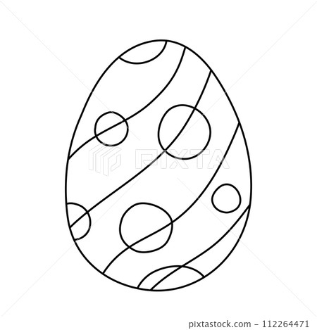 Egg with abstract geometric pattern, doodle style flat vector outline for coloring book 112264471
