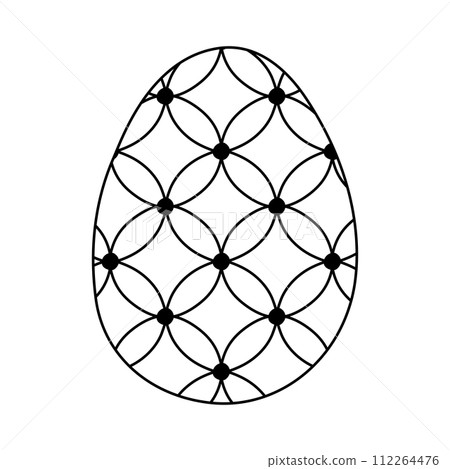 Easter egg with geometric flower pattern, doodle style flat vector outline for coloring book 112264476