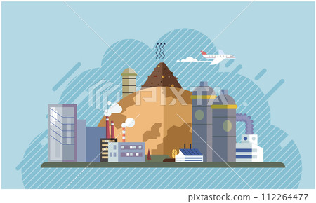 Industrial pollution. Dirty waste. Environmental pollution. Vector illustration. Environmental pollution has reached alarming levels Dirty waste management needs urgent reform The contamination air Industrial pollution. Dirty waste. Environmental pollution. Vector illustration. Environmental pollution has reached alarming levels Dirty waste management needs urgent reform The contamination air 112264477