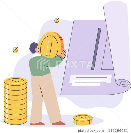 Pay for house project. Vector illustration The vector illustration showcased various architectural styles The house was listed by reputable estate agent The property market offered diverse 112264481
