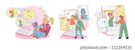 Kids with phone. Vector illustration. Kids interaction with their phones transforms way they learn and communicate The convenience and versatility smartphones make them popular among kids Parents Kids with phone. Vector illustration. Kids interaction with their phones transforms way they learn and communicate The convenience and versatility smartphones make them popular among kids Parents 112264535