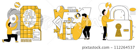 Data science vector illustration. Business strategy thrives under watchful eye analytic pioneers in realm data The data center is heart where pulse information is carefully monitored Data science vector illustration. Business strategy thrives under watchful eye analytic pioneers in realm data The data center is heart where pulse information is carefully monitored 112264537