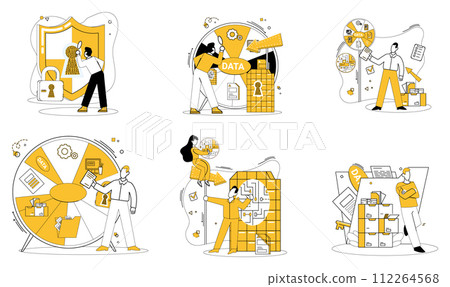 Data science vector illustration. In landscape information, data science is compass navigating futuristic terrain Reports echo wisdom distilled from vast sea data through innovative analytics 112264568