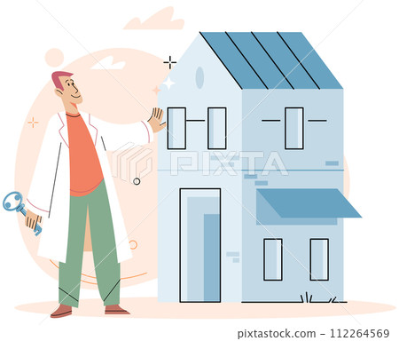 Buying and choosing housing. Vector illustration The business operated from commercial building in city center Choosing right housing option required careful consideration budget and location 112264569