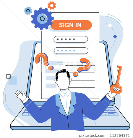 Sign up page vector illustration. The sign up process begins on registration page website The web interface offers streamlined sign up experience for users Creating account enables users to access 112264571