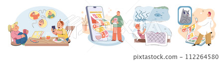 Kids with phone. Vector illustration. The use mobile phones enhances kids learning experiences Smartphones have become portable sources information for kids The telephone has evolved into smart phone Kids with phone. Vector illustration. The use mobile phones enhances kids learning experiences Smartphones have become portable sources information for kids The telephone has evolved into smart phone 112264580