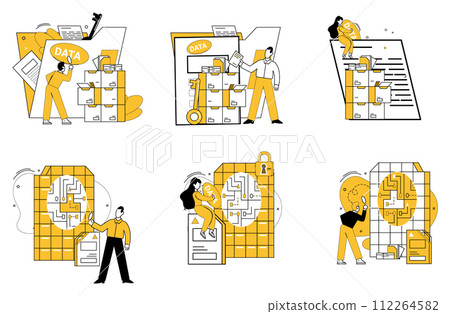 Data science vector illustration. Data science is compass guiding innovation in ever-evolving landscape technology Analyzing statistics is backbone progress in futuristic world data and science 112264582