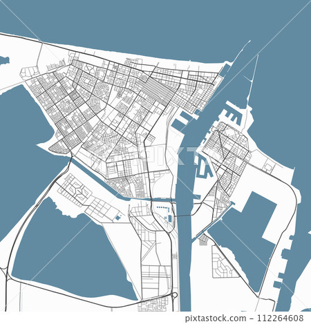 Map of Port Said, Egypt. Detailed city map, metropolitan area border. Map of Port Said, Egypt. Detailed city map, metropolitan area border. 112264608