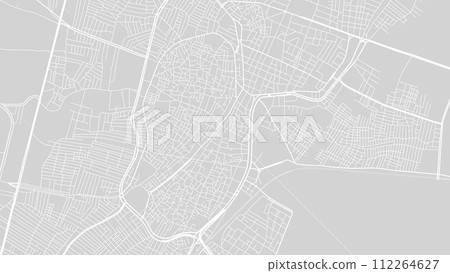Background El Mahalla El Kubra map, Egypt, white and light grey city poster. Vector map with roads and water. 112264627