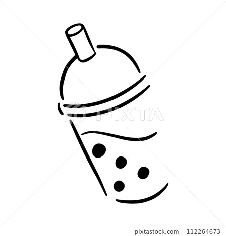 Abstract line of Milk Bubble Tea. Doodle drawing vector 112264673