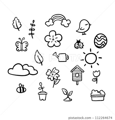 Set of hand-drawn doodle icon for Spring season Set of hand-drawn doodle icon for Spring season 112264674