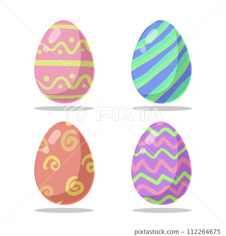 Colored Easter eggs pattern with different style, Vector. Colored Easter eggs pattern with different style, Vector. 112264675