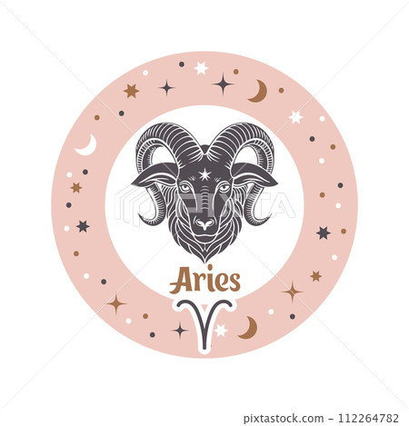 Aries horoscope sign. Element of zodiac astrology. Esoteric symbol for logo or icon. Vector Aries horoscope sign. Element of zodiac astrology. Esoteric symbol for logo or icon. Vector 112264782
