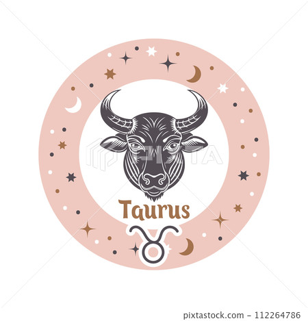 Taurus horoscope sign. Element of zodiac astrology. Esoteric symbol for logo or icon. Vector Taurus horoscope sign. Element of zodiac astrology. Esoteric symbol for logo or icon. Vector 112264786