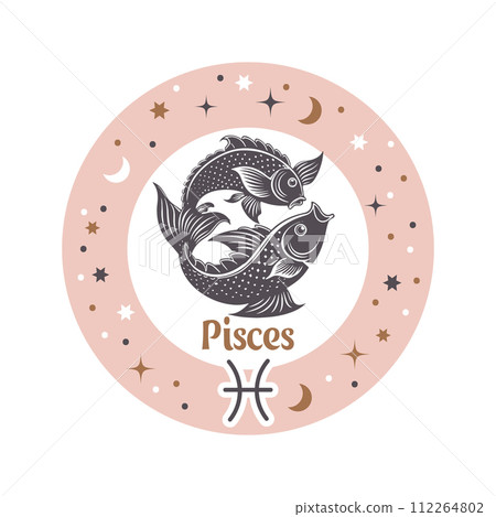Pisces horoscope sign. Element of zodiac astrology. Esoteric symbol for logo or icon. Vector Pisces horoscope sign. Element of zodiac astrology. Esoteric symbol for logo or icon. Vector 112264802