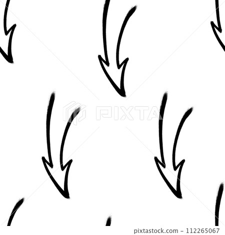 Seamless pattern of sprayed graffiti arrows with overspray in black over white. Vector illustration template Seamless pattern of sprayed graffiti arrows with overspray in black over white. Vector illustration template 112265067