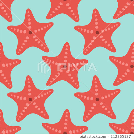 Starfish seamless pattern. Trendy pattern of starfish for wrapping paper, wallpaper, stickers, notebook cover. 112265127
