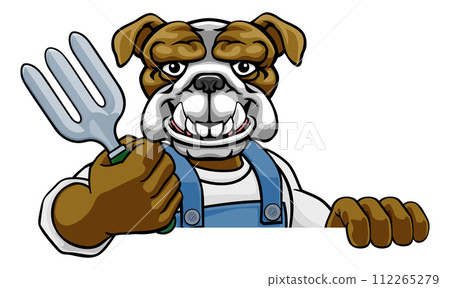 Bulldog Gardener Gardening Animal Mascot Bulldog Gardener Gardening Animal Mascot 112265279