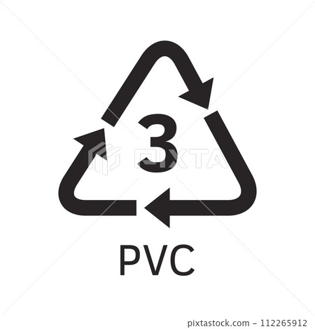 Plastic resin code. Icon of PVC. Plastic resin code. Icon of PVC. 112265912