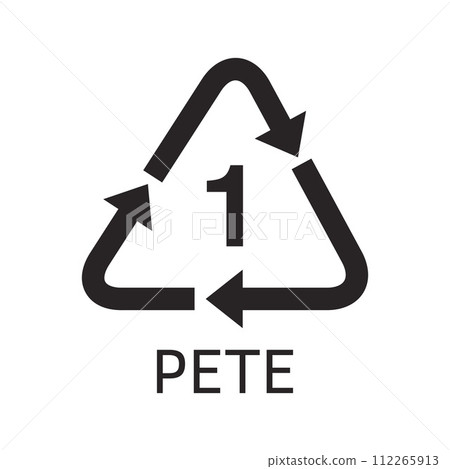 Plastic resin code. Icon of PETE. T Plastic resin code. Icon of PETE. T 112265913