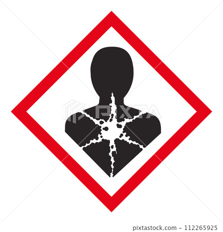 May cause asthma or allergies. GHS label. Hazard warning sign. 112265925