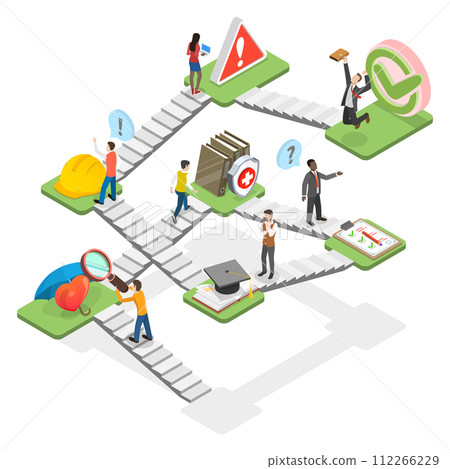 3D Isometric Flat  Conceptual Illustration of Safety At Work, HSE or OSHA 112266229