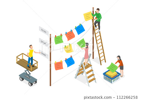 3D Isometric Flat Conceptual Illustration of Kanban Board, Project Workflow and Management 3D Isometric Flat Conceptual Illustration of Kanban Board, Project Workflow and Management 112266258